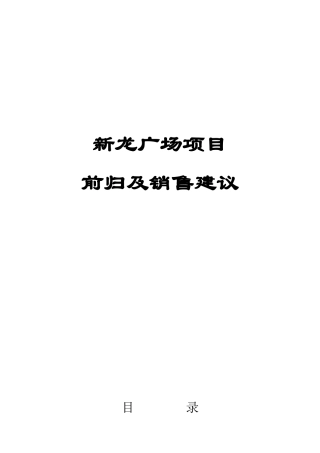 新龙广场项目前归及销售建议（DOC 20页）
