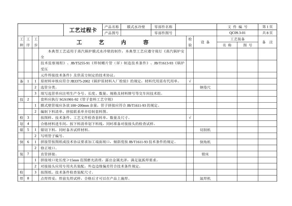 膜式水冷壁典型工艺_第1页