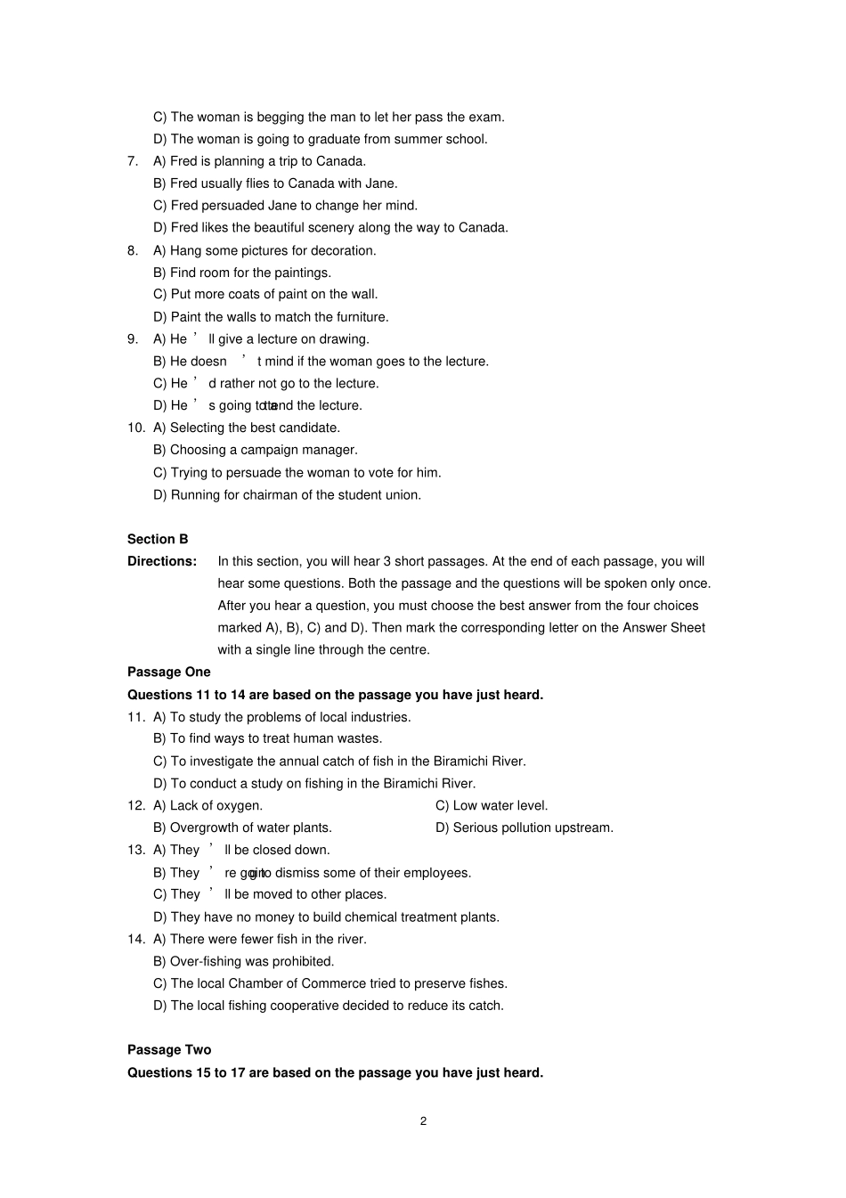 2003年1月英语六级真题及答案_第2页