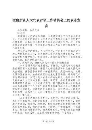 派出所在人大代表评议工作动员会上的表态发言稿 (2)