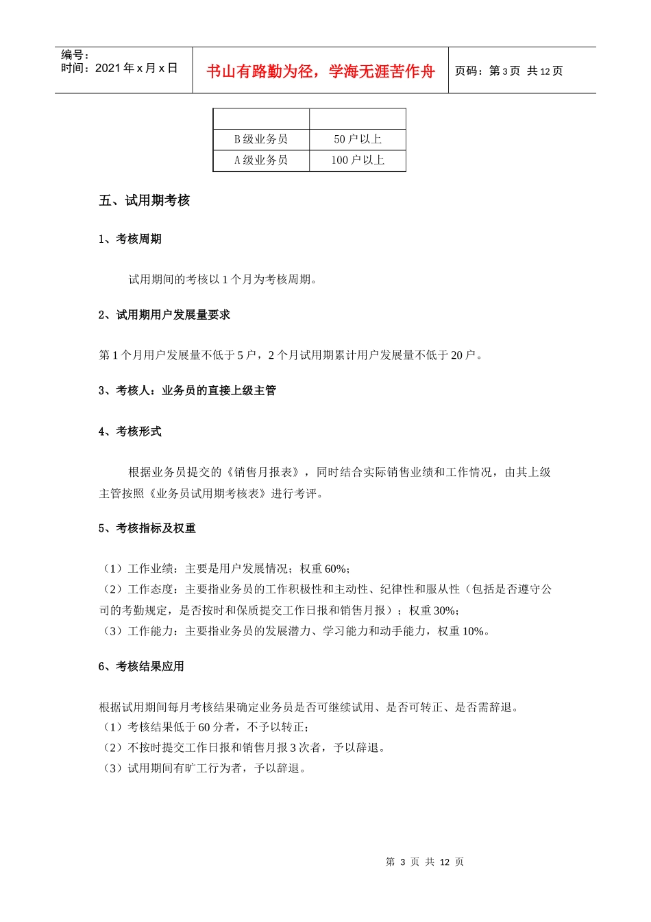 数字电视业务员日常管理和绩效考核办法(发布稿)_第3页