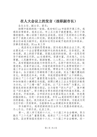 在人大会议上的发言稿（挂职副市长） (2)