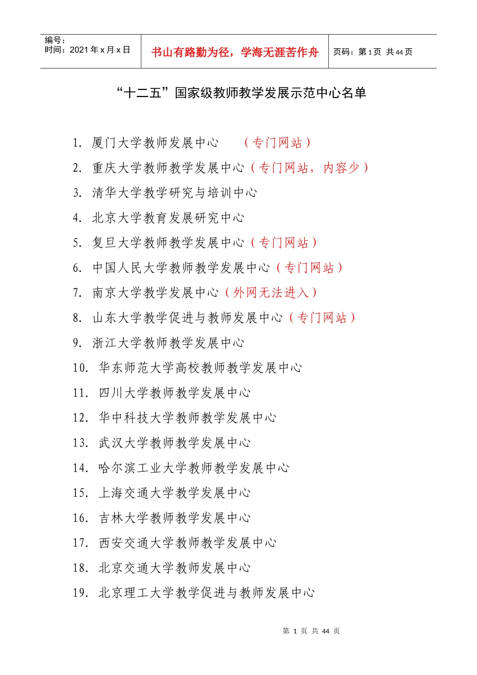 教师教学发展示范中心比较_第1页