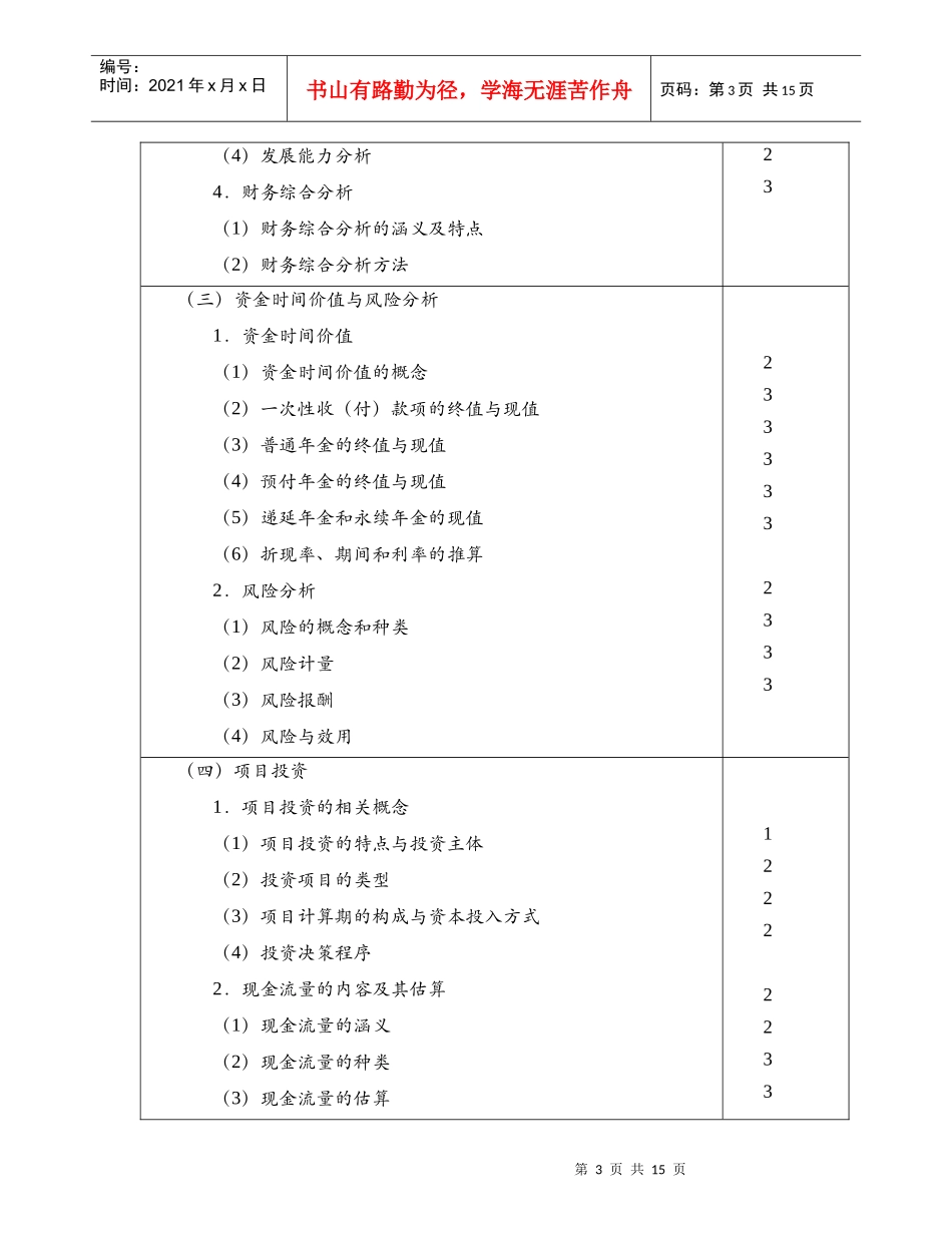 新考试制度与原考试制度下考纲比较——财管_第3页