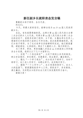 新任副乡长就职表态发言