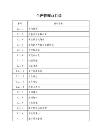 创一流资料二、生产管理组总目录
