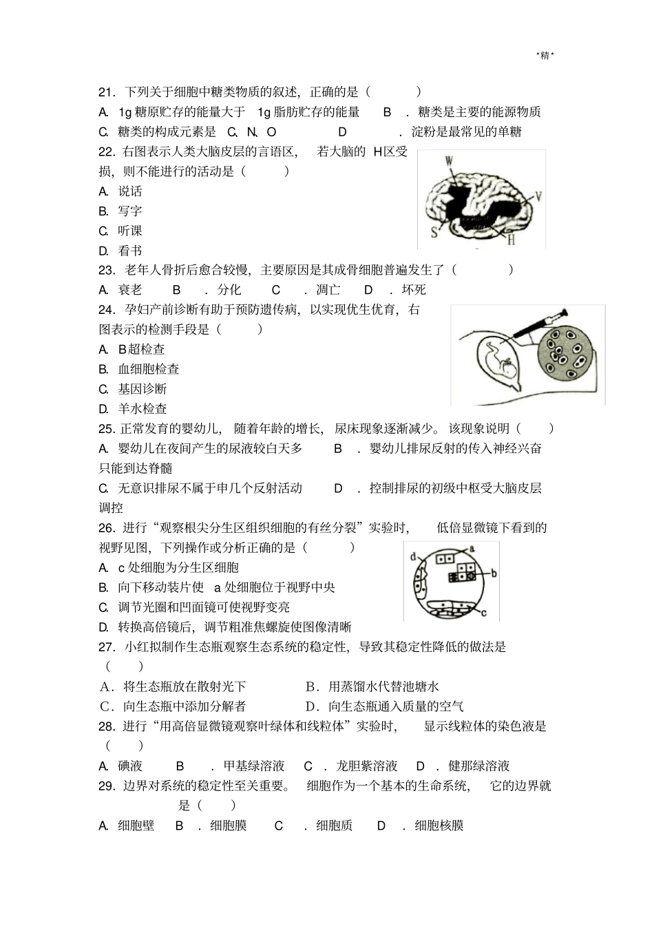 学业水平测试生物试题(电子版)_第3页