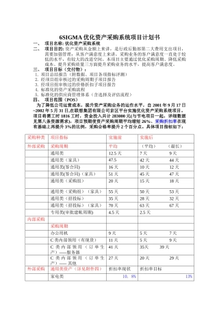 6SIGMA优化资产采购系统项目计划书( 7页)