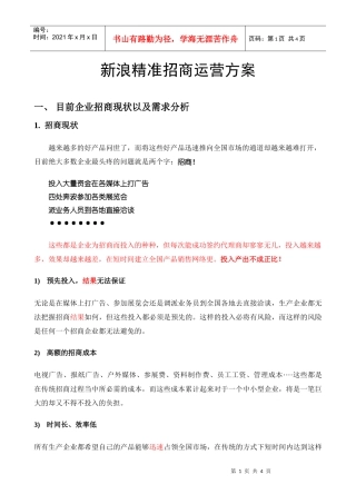 新浪精准招商运营方案
