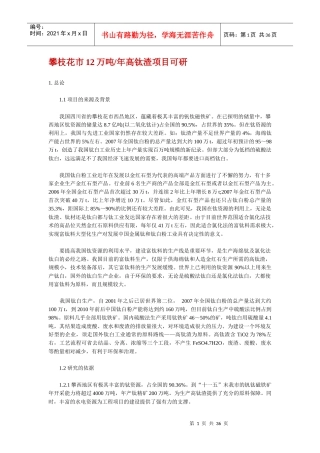 攀枝花市12万吨年高钛渣项目可研