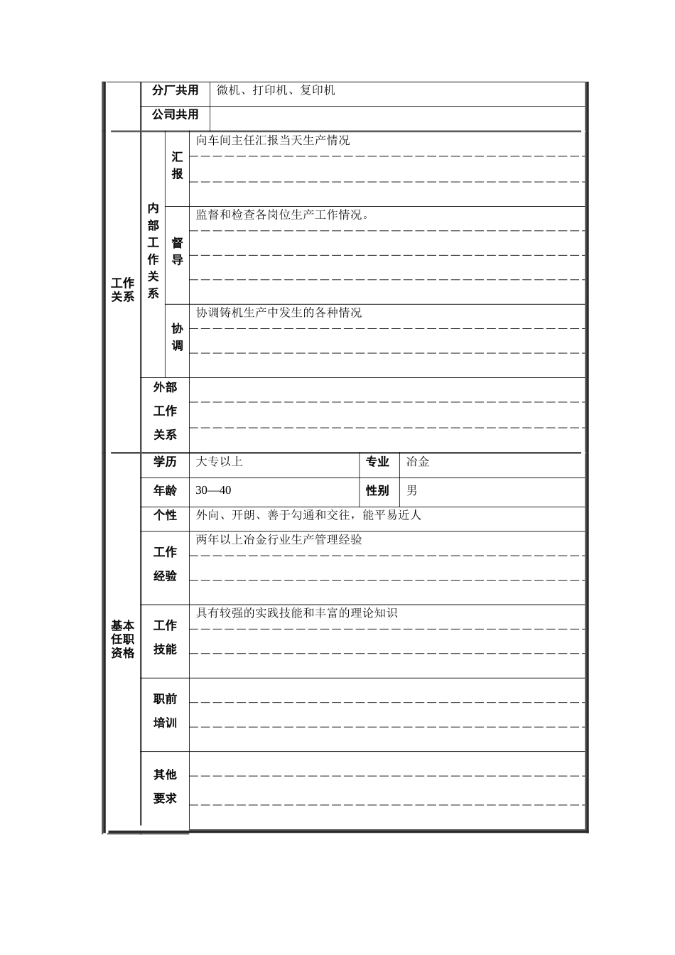 炼钢分厂连铸车间生产副主任职位说明书_第2页