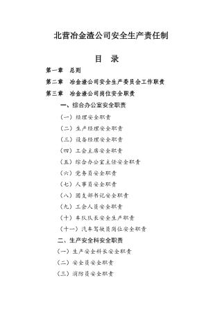 冶金渣公司安全生产责任制