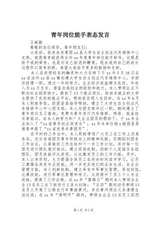 青年岗位能手表态发言稿 (2)