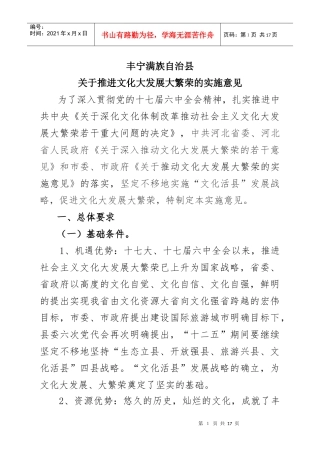 文化大发展大繁荣实施意见