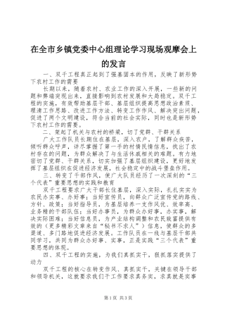 在全市乡镇党委中心组理论学习现场观摩会上的发言稿 (3)