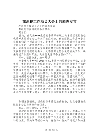 在巡视工作动员大会上的表态发言稿