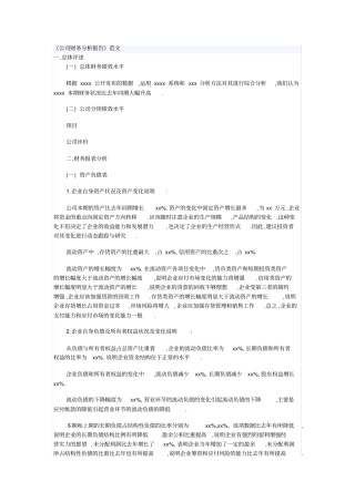 (财务管理)公司财务分析报告(范本)
