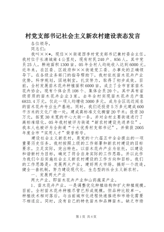 村党支部书记社会主义新农村建设表态发言稿 (3)