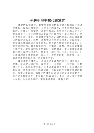 先进中层干部代表发言稿 (2)