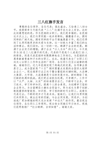 三八红旗手发言稿