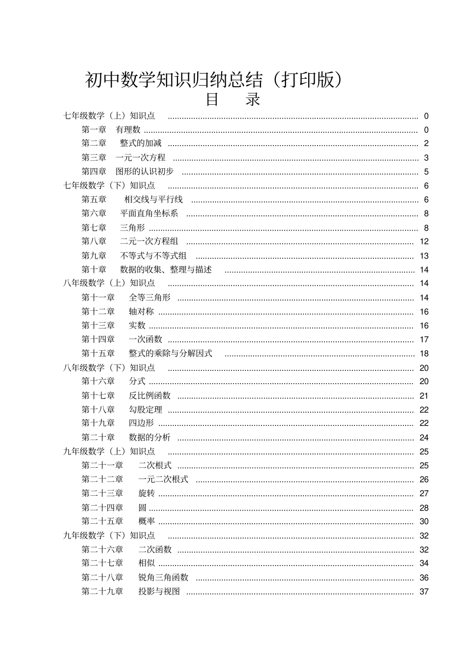 (最全)初中数学知识点归纳汇总_第1页
