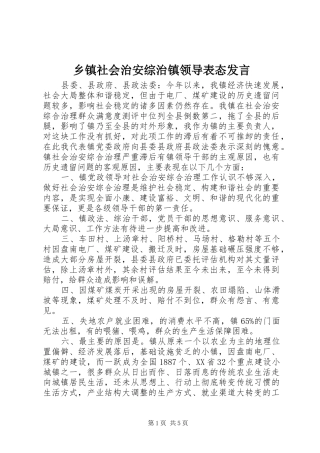乡镇社会治安综治镇领导表态发言稿