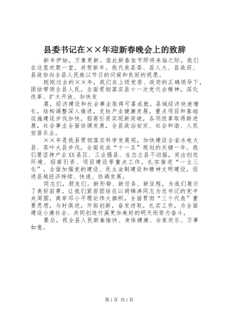 县委书记在××年迎新春晚会上的演讲致辞