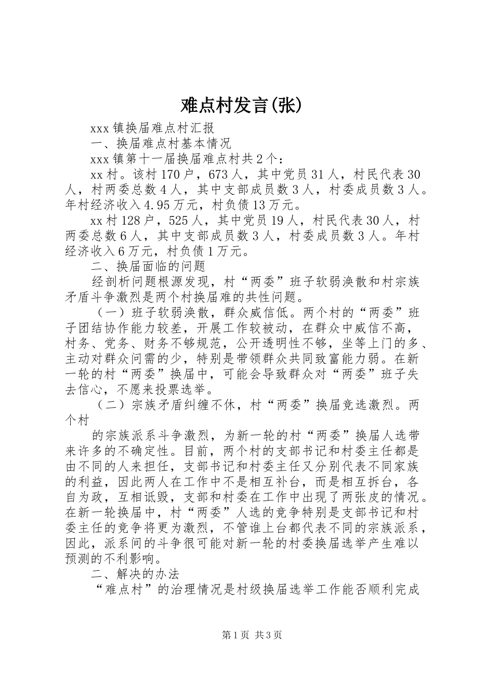 难点村发言稿(张)_第1页