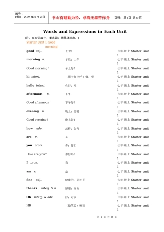 新目标单词表(含七上,七下,八上,八下)