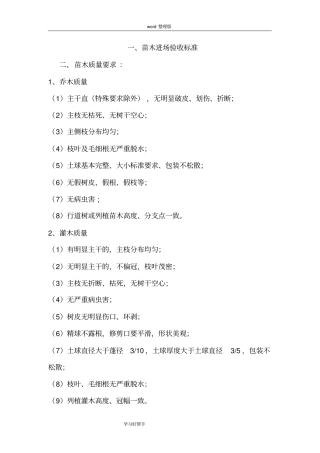 园林绿化苗木进场验收标准