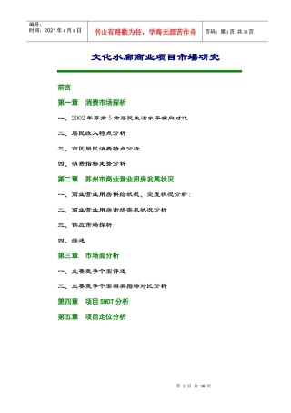 文化水廊商业项目市场研究