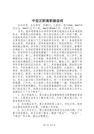 中层正职竟职演说稿词