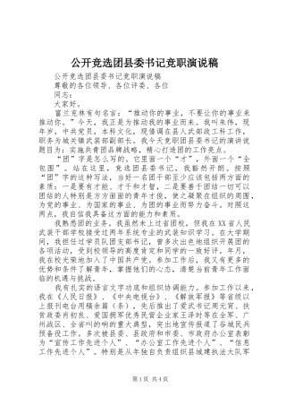 公开竞选团县委书记竞职演说 (4)