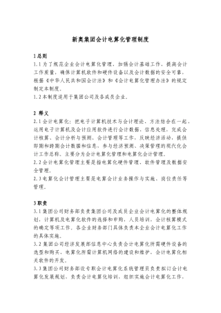 新奥集团会计电算化管理制度
