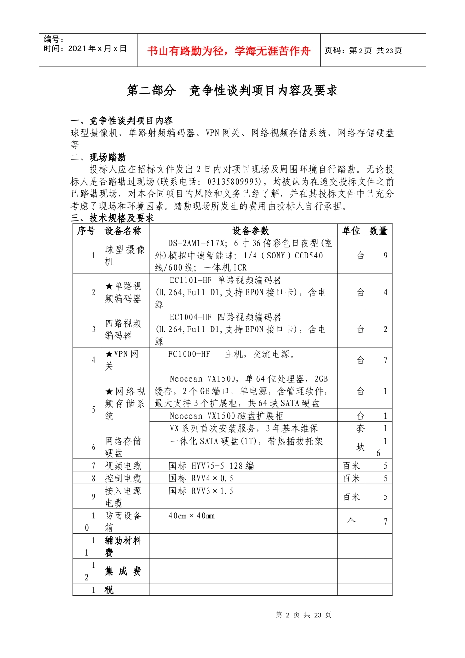 数字监控项目政府采购进行竞争性谈判_第2页