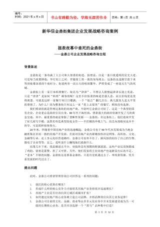 新华信金鼎街集团企业发展战略咨询案例