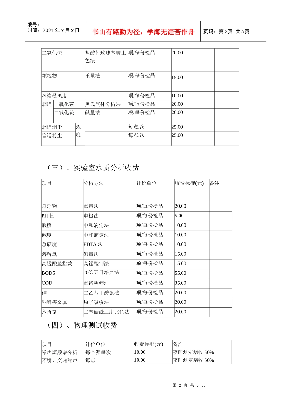 收费项目和标准_第2页