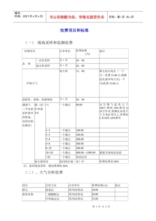 收费项目和标准