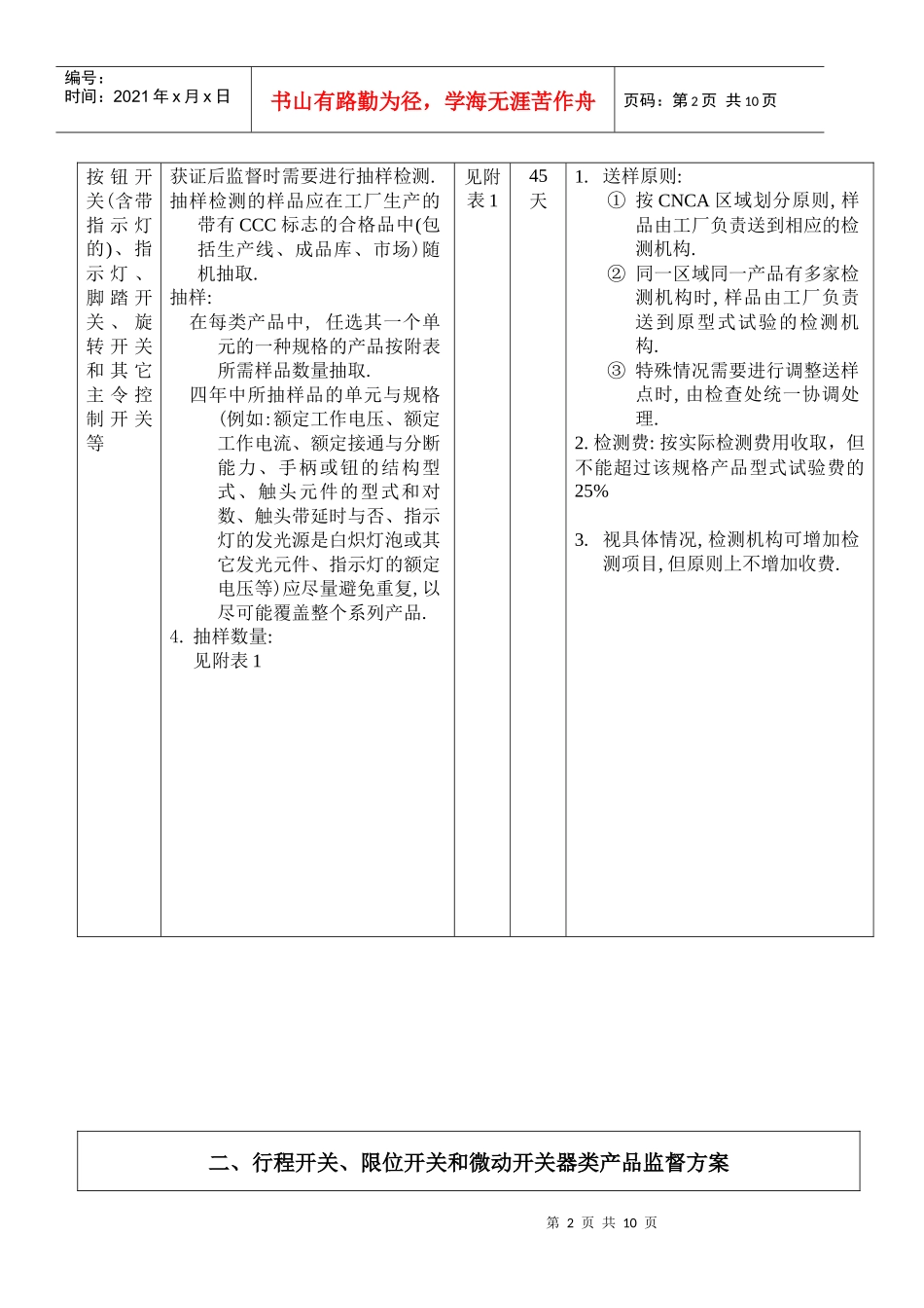 控制电路电器和开关元件类产品监督方案(DOC8)(1)_第2页