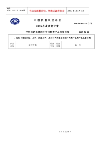 控制电路电器和开关元件类产品监督方案(DOC8)(1)