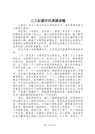 三八红旗手代表演讲稿 (2)