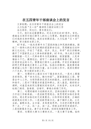 在五四青年干部座谈会上的发言稿 (3)