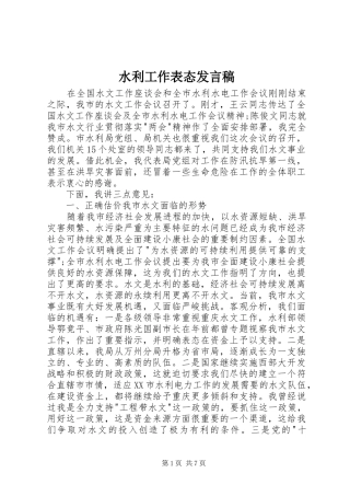 水利工作表态发言