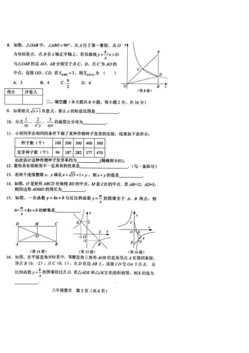 (八年级下物理期末10份合集)泉州市重点中学2019届八年级下学期物理期末试卷合集_第2页