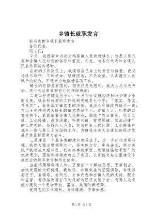 乡镇长就职发言稿