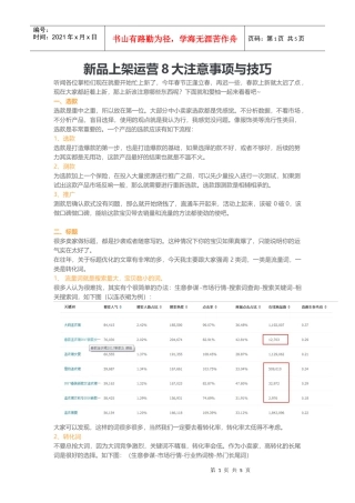 新品上架运营8大注意事项与技巧