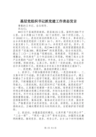 基层党组织书记抓党建工作表态发言稿 (2)