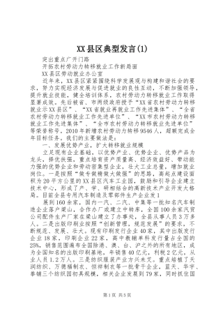 XX县区典型发言稿