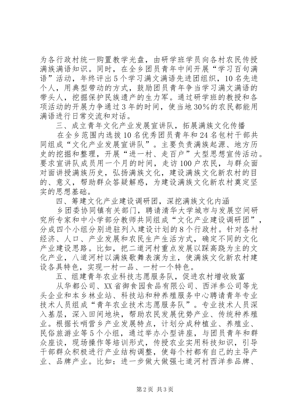 共青团特色活动助推新农村建设经验发言材料提纲范文_第2页