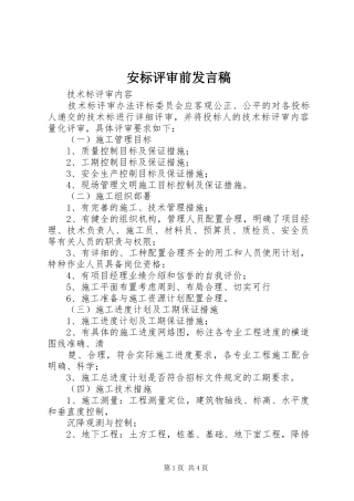 安标评审前发言稿范文